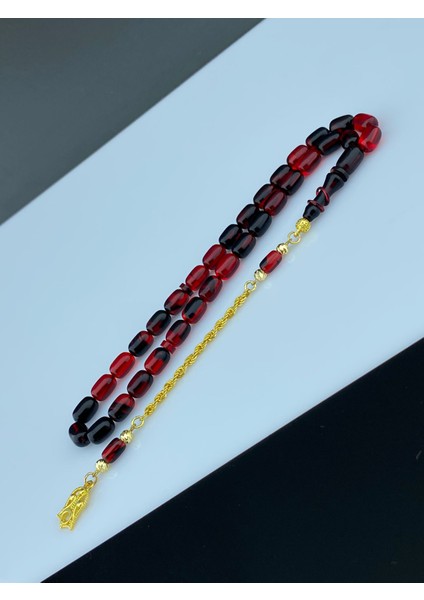 6x9 mm Bürokrat Boy Sıkma Kehribar 925 Ayar Yaldızlı Gümüş Püsküllü