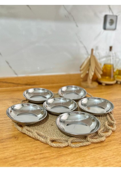 6'lı Paslanmaz Çerezlik ve Kahvaltı Tabak Seti, Dekoratif Sunum Tepsisi modelleri
