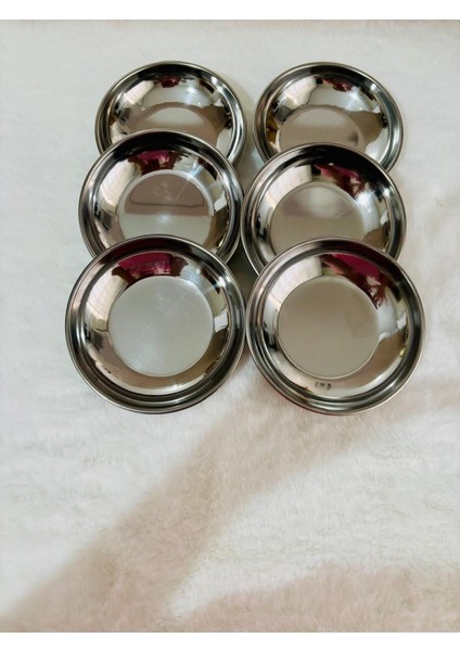 6'lı Paslanmaz Çerezlik ve Kahvaltı Tabak Seti, Dekoratif Sunum Tepsisi indirimleri