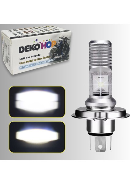 H4 LED Ampul Uzun Kısa Motosiklet Araba Far Ampul 12-24V 6000K Beyaz Yüksek Performans 15W 1800LM