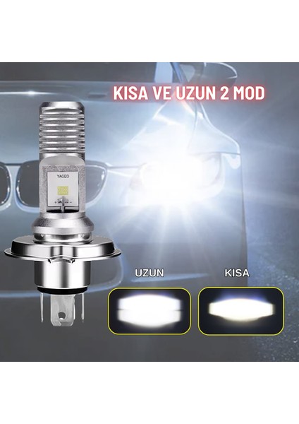 H4 LED Ampul Uzun Kısa Motosiklet Araba Far Ampul 12-24V 6000K Beyaz Yüksek Performans 15W 1800LM fiyatları