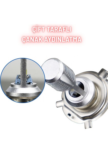 H4 LED Ampul Uzun Kısa Motosiklet Araba Far Ampul 12-24V 6000K Beyaz Yüksek Performans 15W 1800LM