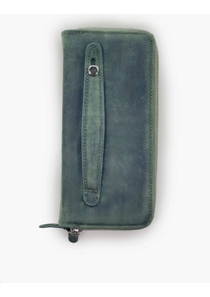 Deri Telefon Bölmeli El Çantası Cüzdan Kartlık – Yeşil