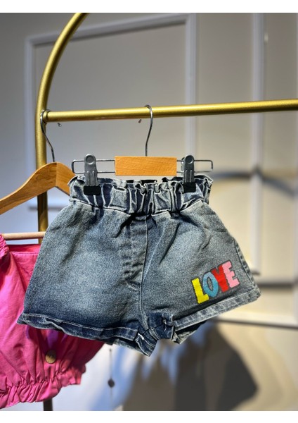 Levia Pembe Kot Şortlu Love Baskılı Kız Bebek Alt-Üst Takım fiyatları