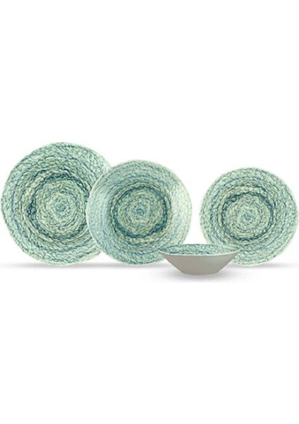 Yeşil 24 Parça Porselen Yemek Takımı, 6 Kişilik, Şık ve Zarif Tasarım fiyatları