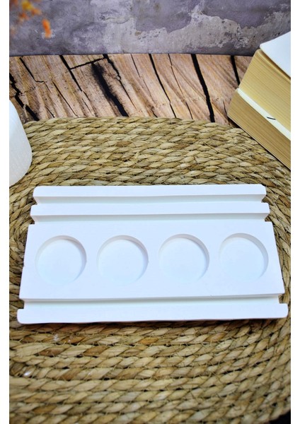 El Yapımı Taş Tozu 4’lü Tealight Mumluk – Modern Tasarım