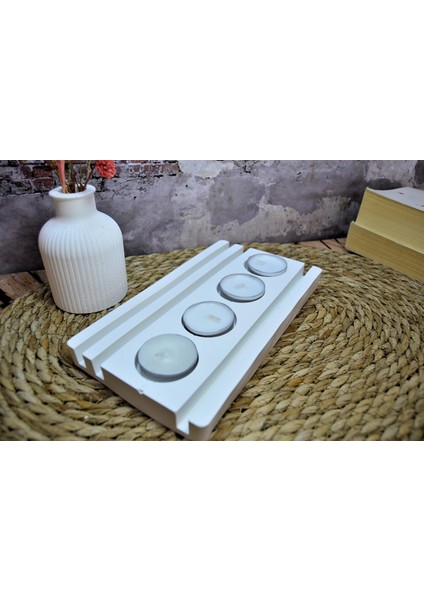 El Yapımı Taş Tozu 4’lü Tealight Mumluk – Modern Tasarım fiyatları