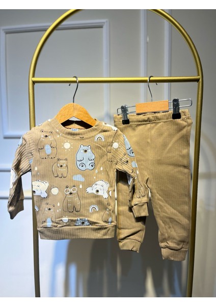 Kutup Ayılı Kahverengi Erkek Bebek Alt-Üst Takım