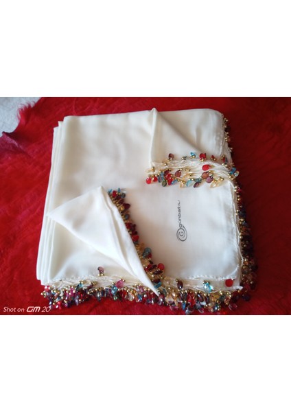 El Emeği Kristal Damla Boncuklu Yazma ,tülbent Yemeni, Fular ,4 Kenar Oyalı modelleri