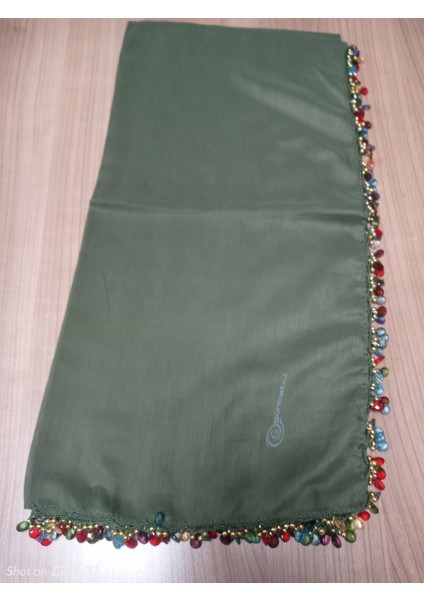 El Emeği Kristal Damla Boncuklu Yazma ,tülbent Yemeni, Fular ,4 Kenar Oyalı fırsatları