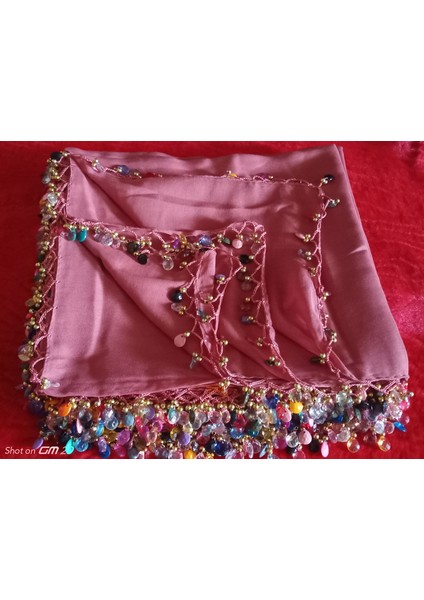 El Emeği Kristal Damla Boncuklu Yazma ,tülbent Yemeni, Fular ,4 Kenar Oyalı