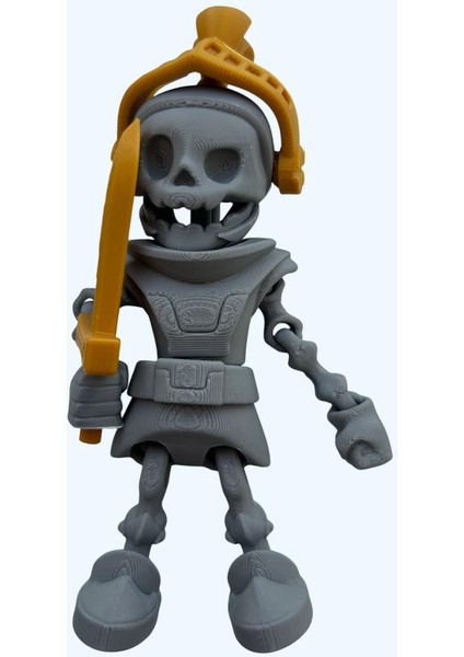 Hareketli Iskelet Şövalye Figürü – Gümüş Gövde, Altın Detaylı, Flexi Tasarım fiyatları