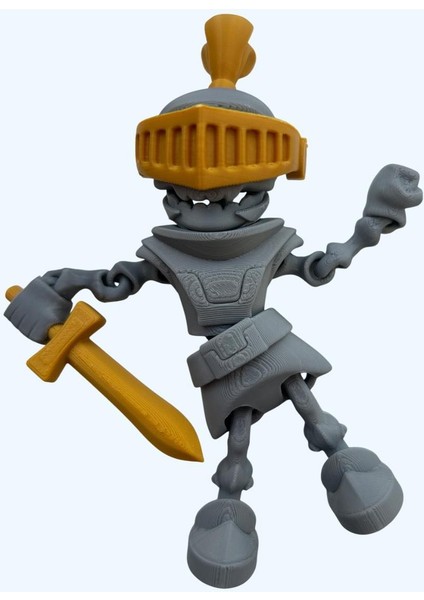 Hareketli Iskelet Şövalye Figürü – Gümüş Gövde, Altın Detaylı, Flexi Tasarım modelleri