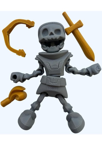 Hareketli Iskelet Şövalye Figürü – Gümüş Gövde, Altın Detaylı, Flexi Tasarım fırsatları