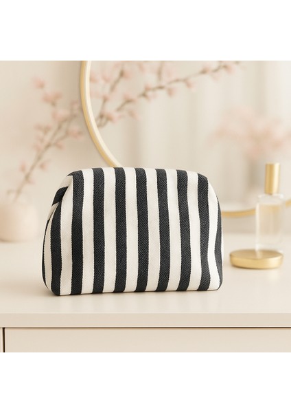Çizgili Kanvas Kumaş Astarlı Burslu Clutch Çanta–günlük,gece,plaj ve Makyaj Çantası Kullanımlı fiyatları