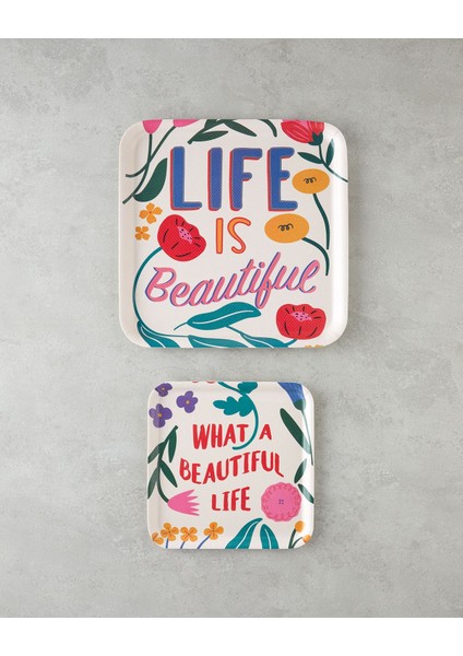 Renkli Melamin Tepsi Seti 33X24 Cm, Şık ve Hafif Kullanım Kolaylığı Sağlar.