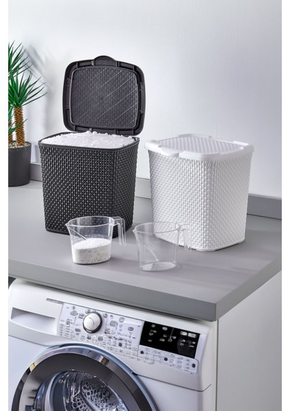 2'li Ölçek Kap ve Saklama Kutusu, 5l Damla Deterjan Hediyeli Siyah