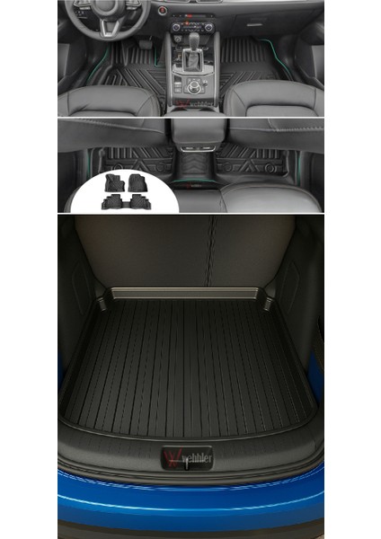 Ford Connect 2013-2022 Su Kanallı Bagaj Havuzu ve 4.5d Havuzlu Paspas
