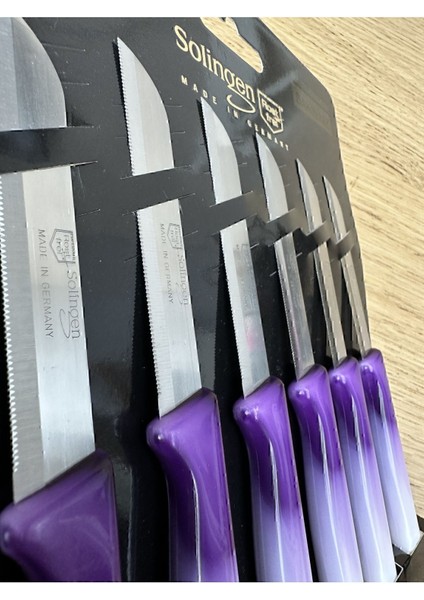 Mor Tırtıklı 6'lı Meyve ve Sebze Bıçak Seti, Şık ve Kullanışlı Tasarım modelleri