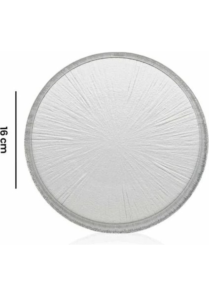 6 Parça Desenli Cam Mini Tatlı ve Pasta Tabağı Seti, 16CM, Kahverengi