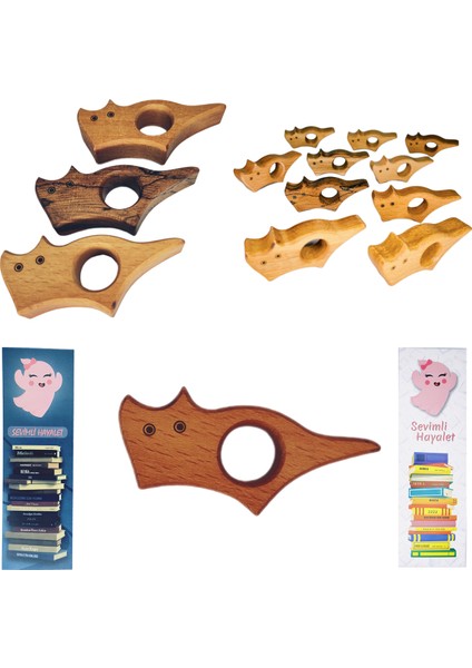 Kitap Okuma Ayracı Ahşap Kedi Figürlü Çift Yönlü Ayraç Hediyeli fiyatları