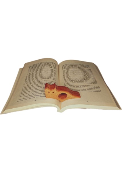 Kitap Okuma Ayracı Ahşap Kedi Figürlü Çift Yönlü Ayraç Hediyeli fırsatları