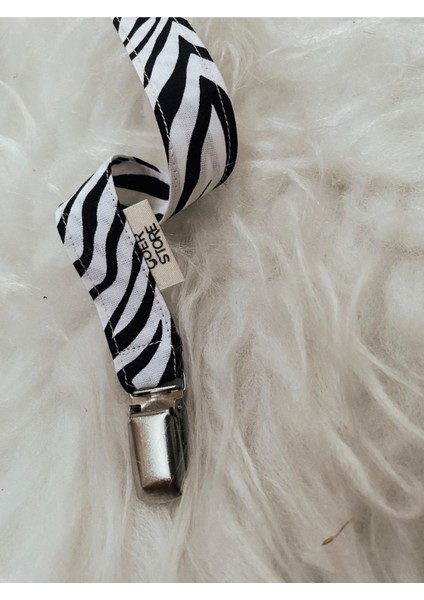 Zebra Desenli Pamuk Kumaş Emzik Askısı