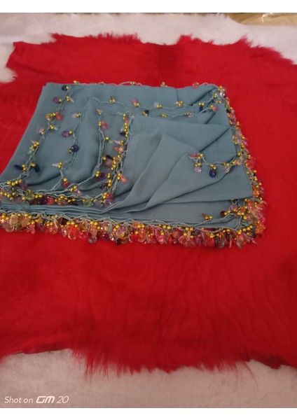 El Emeği Kristal Damla Boncuklu Yazma ,tülbent Yemeni, Fular ,4 Kenar Oyalı fırsatları