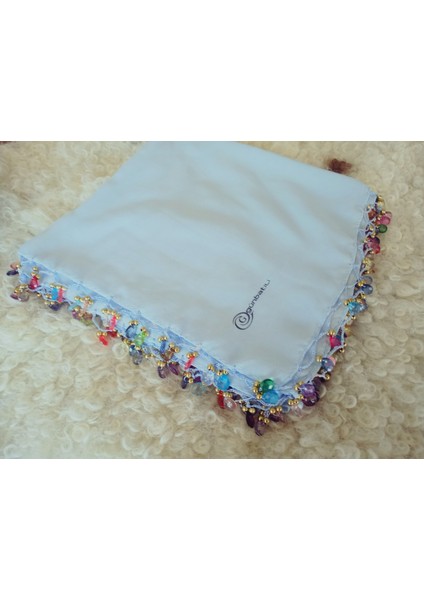 El Emeği Kristal Damla Boncuklu Yazma ,tülbent Yemeni, Fular ,4 Kenar Oyalı fiyatları