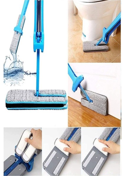 Sıkmalı Temizlik Mop, Islak ve Kuru Kullanım, Yıkanabilir, Taşınabilir, Cırtlı Paspas