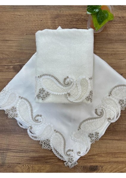 Bej Şahhal Havlu Bohça Takımı, Şık ve Kullanışlı Hediye Seti