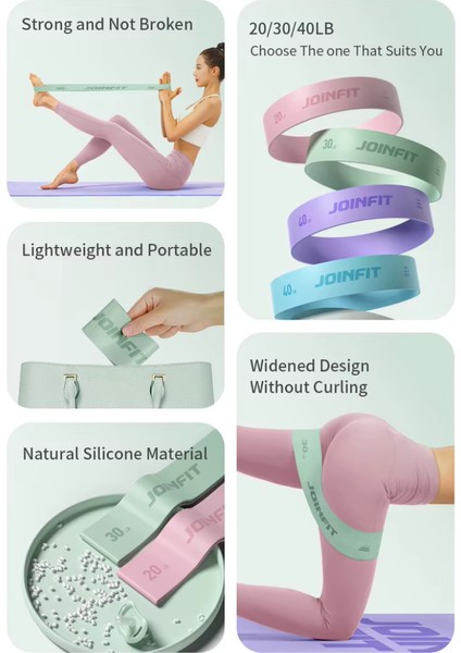 Premium Hip Band Pilates & Aerobik Direnç Lastiği Seti 3 Adet Yüksek Kalite Silikon Doku
