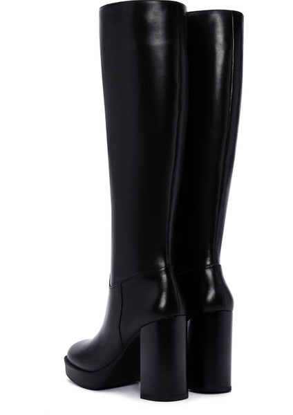 Kadın Siyah Fermuarlı Yüksek Topuklu Deri Çizme 25WFD100418