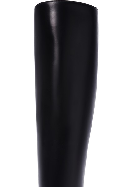 Kadın Siyah Fermuarlı Yüksek Topuklu Deri Çizme 25WFD100418