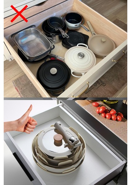 Bej 9 Parça Ayrılabilen Saplı Indüksiyon Tencere ve Tava Seti