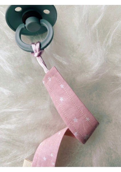 Soft Pembe Yıldızlı Pamuk Kumaş Emzik Askısı modelleri