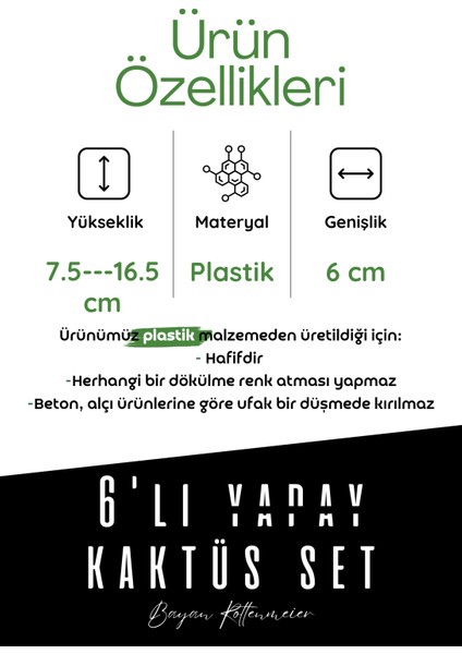 6'lı Yapay Kaktüs Set (18 Parça) - Yapay Çiçek - Yapay Bitki fiyatları