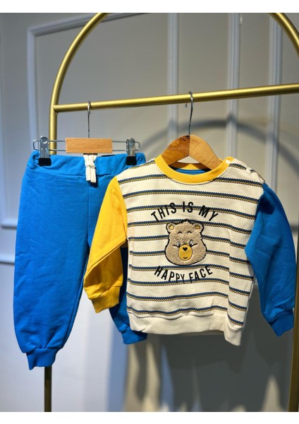 Mavi Sarı Blok Renk Erkek Alt-Üst Giyim