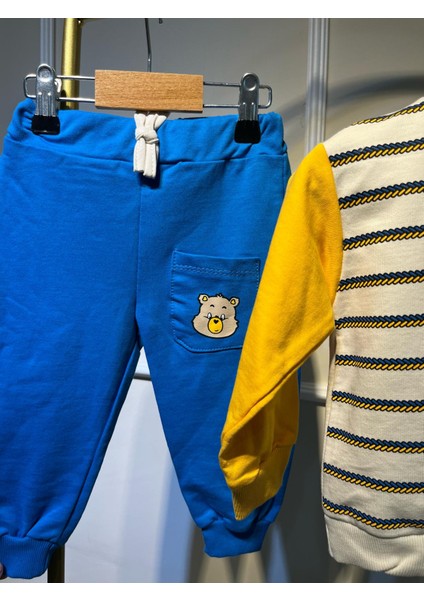 Mavi Sarı Blok Renk Erkek Alt-Üst Giyim modelleri