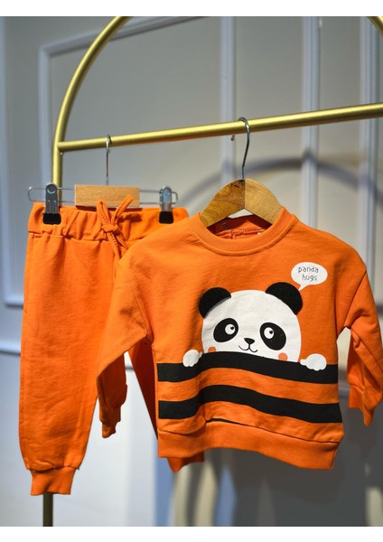 Panda Baskılı Turuncu Erkek Alt-Üst Takım