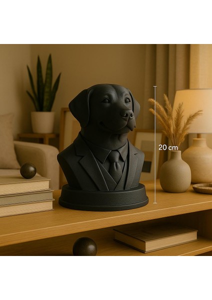 Siyah Suitli Labrador Köpek Büstü -Dekoratif Heykel fırsatları