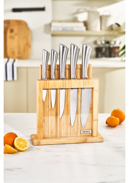 7 Parça Japon Çeliği Bıçak Seti ve Kesme Tahtası, Şık ve Kullanışlı Mutfağınız Için