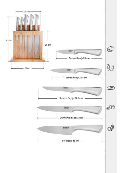 7 Parça Japon Çeliği Bıçak Seti ve Kesme Tahtası, Şık ve Kullanışlı Mutfağınız Için fiyatları