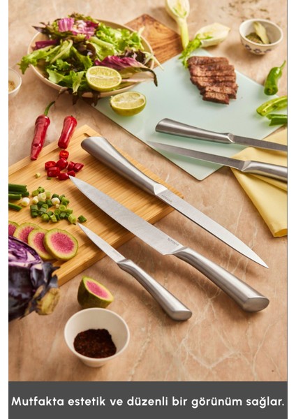 7 Parça Japon Çeliği Bıçak Seti ve Kesme Tahtası, Şık ve Kullanışlı Mutfağınız Için
