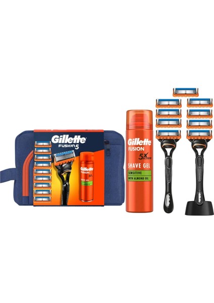 Fusion 2 Adet Makine+9 Adet Yedek Tıraş BIÇAĞI+200 ml Jel+ Stand +Çanta
