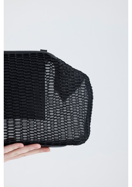 Kadın Siyah Petek Desenli Şeffaf Clutch El Çantası