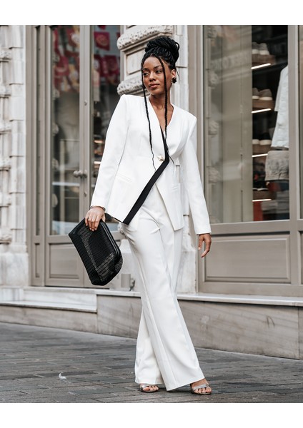 Kadın Siyah Petek Desenli Şeffaf Clutch El Çantası