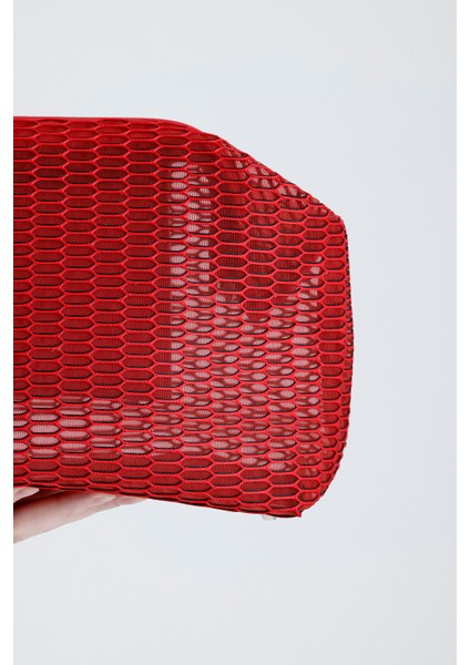 Kadın Kırmızı Petek Desenli Şeffaf Clutch El Çantası indirimleri