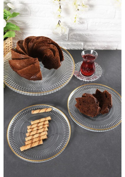 Turuncu Cam Pasta ve Kek Takımı, 7 Parça, Şeffaf ve Şık Tasarım indirimleri