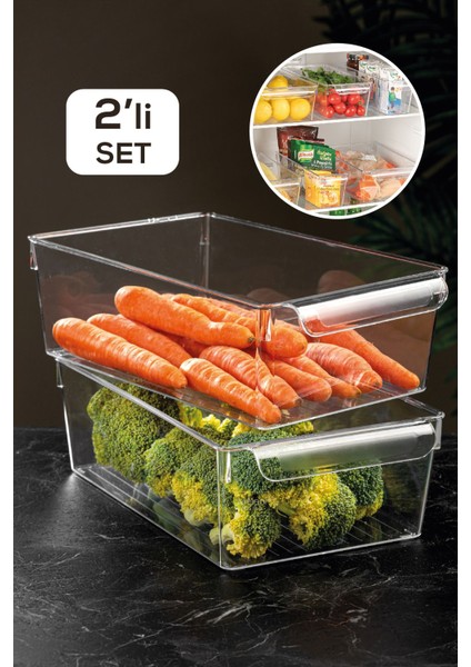 2'li Şeffaf Buz Dolabı Düzenleyici, Pratik ve Şık Depolama Çözümü